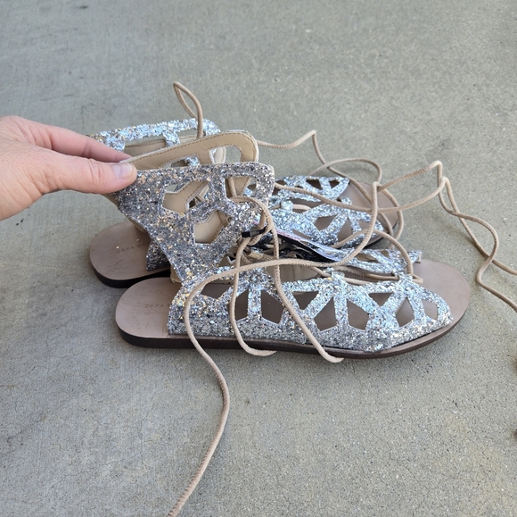 NWT Zara Silver Glitter Gladiator Sandals, 9 - Picture 3 of 7